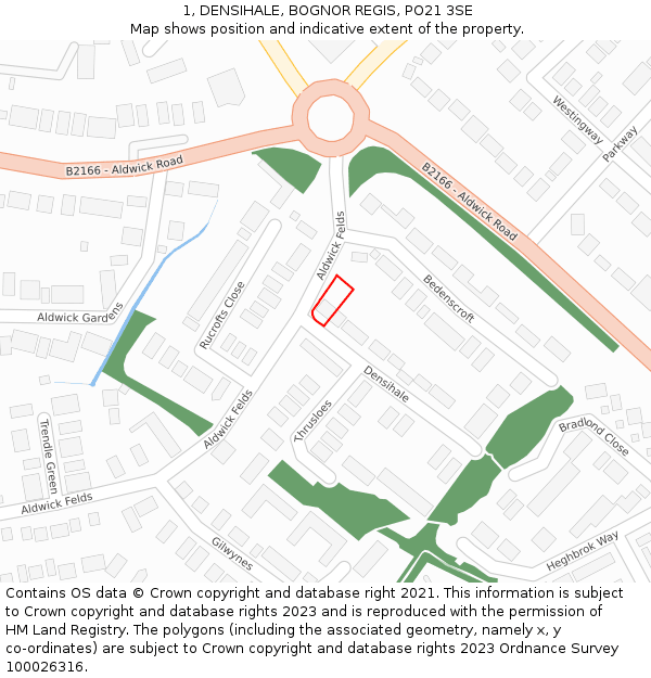 1, DENSIHALE, BOGNOR REGIS, PO21 3SE: Location map and indicative extent of plot