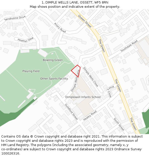 1, DIMPLE WELLS LANE, OSSETT, WF5 8RN: Location map and indicative extent of plot