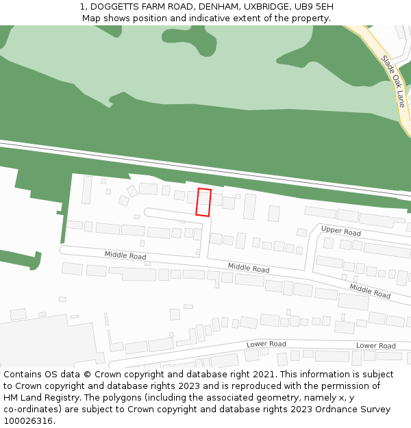 1, DOGGETTS FARM ROAD, DENHAM, UXBRIDGE, UB9 5EH: Location map and indicative extent of plot