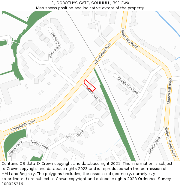 1, DOROTHYS GATE, SOLIHULL, B91 3WX: Location map and indicative extent of plot