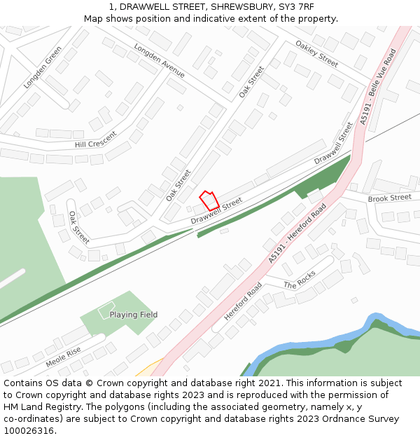 1, DRAWWELL STREET, SHREWSBURY, SY3 7RF: Location map and indicative extent of plot