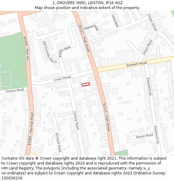 1, DROVERS YARD, LEISTON, IP16 4GZ: Location map and indicative extent of plot