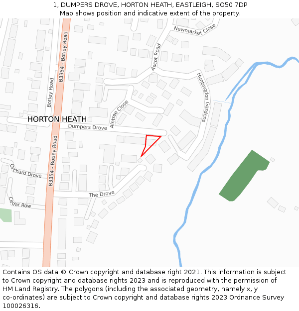 1, DUMPERS DROVE, HORTON HEATH, EASTLEIGH, SO50 7DP: Location map and indicative extent of plot