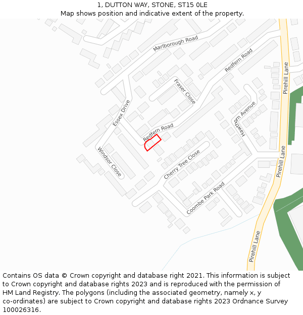 1, DUTTON WAY, STONE, ST15 0LE: Location map and indicative extent of plot