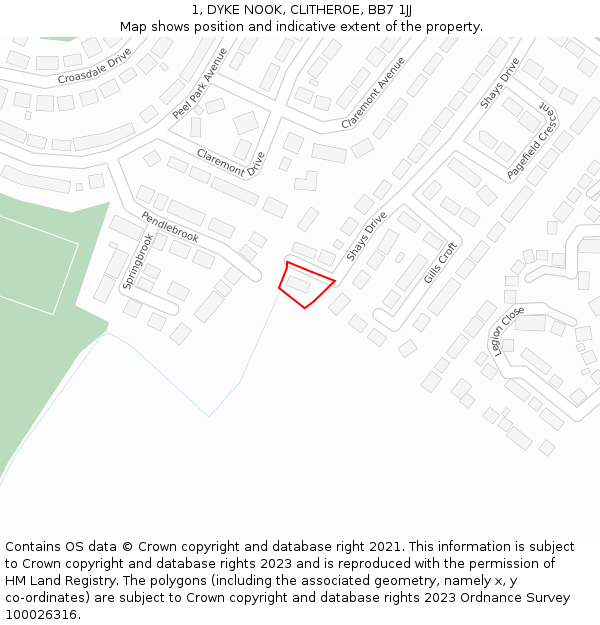1, DYKE NOOK, CLITHEROE, BB7 1JJ: Location map and indicative extent of plot