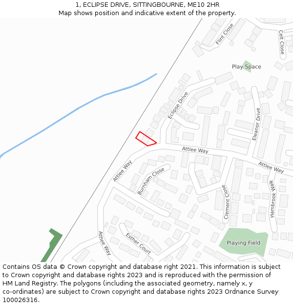 1, ECLIPSE DRIVE, SITTINGBOURNE, ME10 2HR: Location map and indicative extent of plot