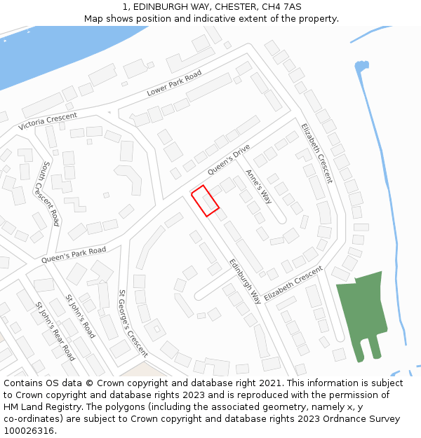1, EDINBURGH WAY, CHESTER, CH4 7AS: Location map and indicative extent of plot