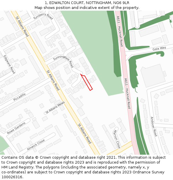 1, EDWALTON COURT, NOTTINGHAM, NG6 9LR: Location map and indicative extent of plot
