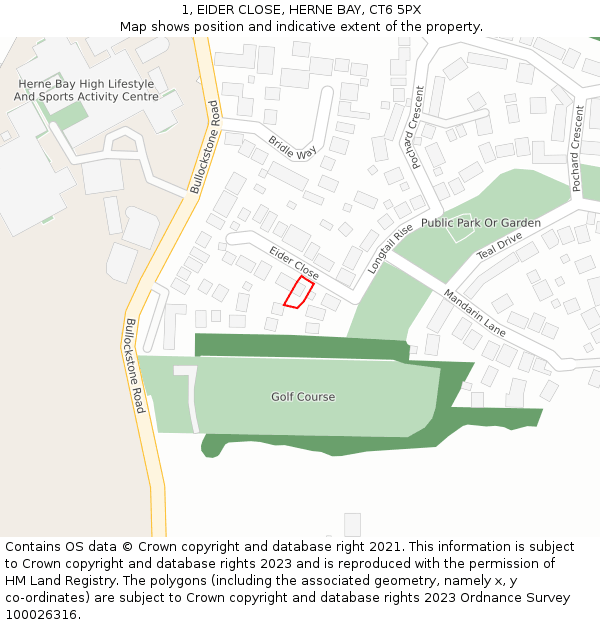 1, EIDER CLOSE, HERNE BAY, CT6 5PX: Location map and indicative extent of plot