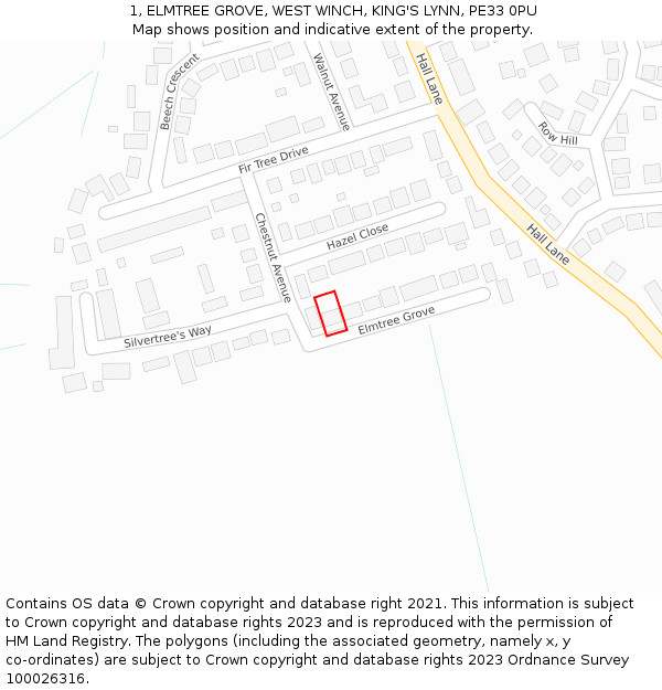 1, ELMTREE GROVE, WEST WINCH, KING'S LYNN, PE33 0PU: Location map and indicative extent of plot