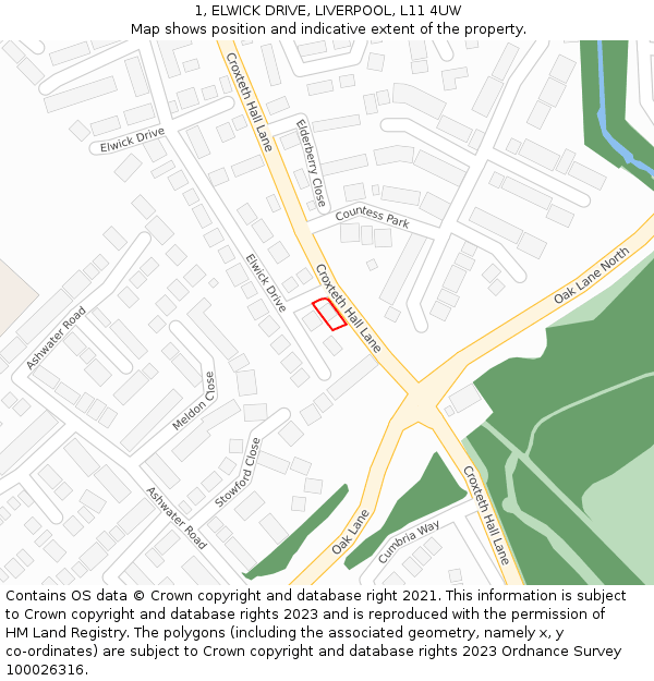 1, ELWICK DRIVE, LIVERPOOL, L11 4UW: Location map and indicative extent of plot