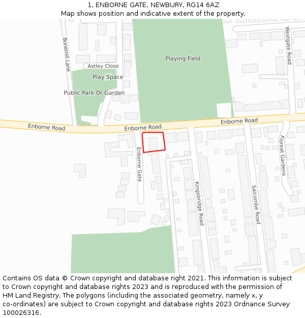 1, ENBORNE GATE, NEWBURY, RG14 6AZ: Location map and indicative extent of plot