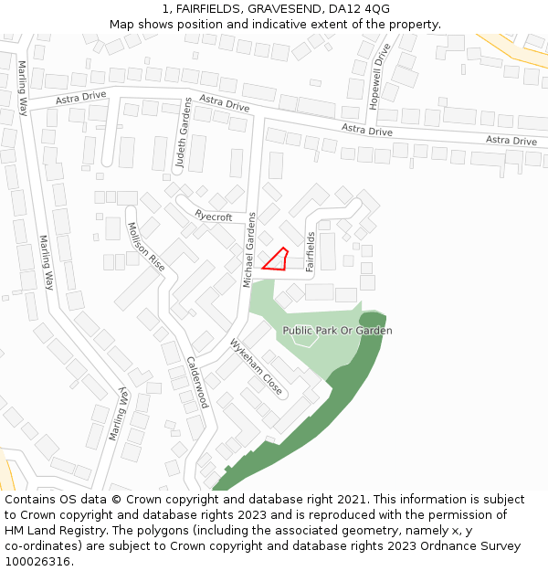 1, FAIRFIELDS, GRAVESEND, DA12 4QG: Location map and indicative extent of plot