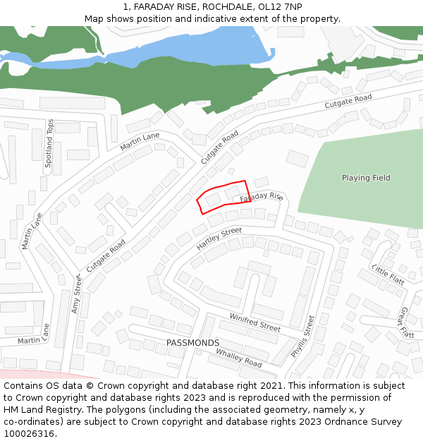 1, FARADAY RISE, ROCHDALE, OL12 7NP: Location map and indicative extent of plot