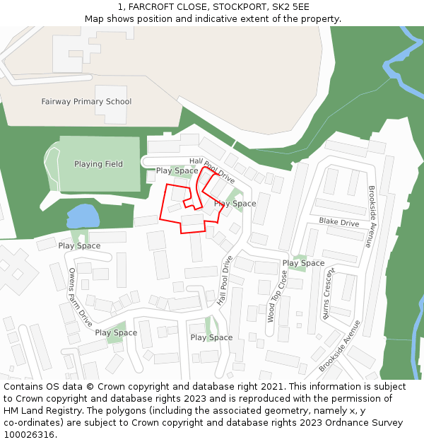 1, FARCROFT CLOSE, STOCKPORT, SK2 5EE: Location map and indicative extent of plot