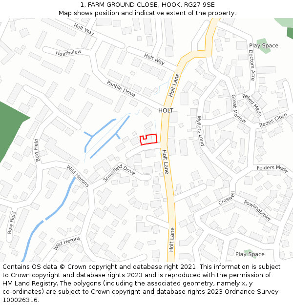 1, FARM GROUND CLOSE, HOOK, RG27 9SE: Location map and indicative extent of plot