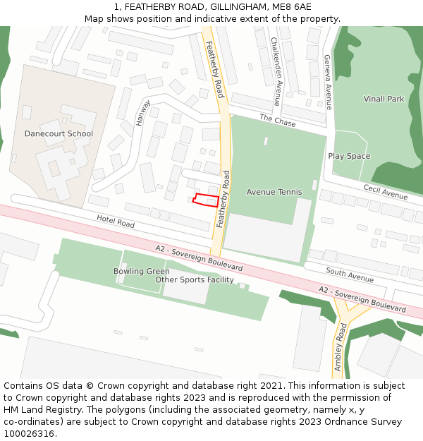 1, FEATHERBY ROAD, GILLINGHAM, ME8 6AE: Location map and indicative extent of plot