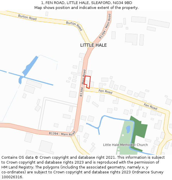 1, FEN ROAD, LITTLE HALE, SLEAFORD, NG34 9BD: Location map and indicative extent of plot