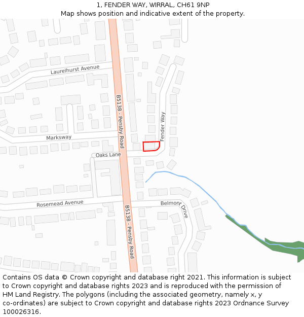 1, FENDER WAY, WIRRAL, CH61 9NP: Location map and indicative extent of plot