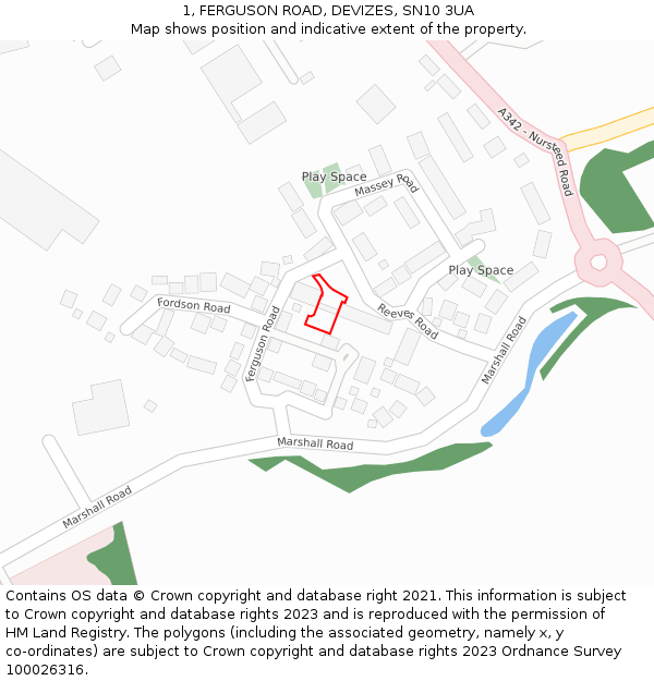 1, FERGUSON ROAD, DEVIZES, SN10 3UA: Location map and indicative extent of plot