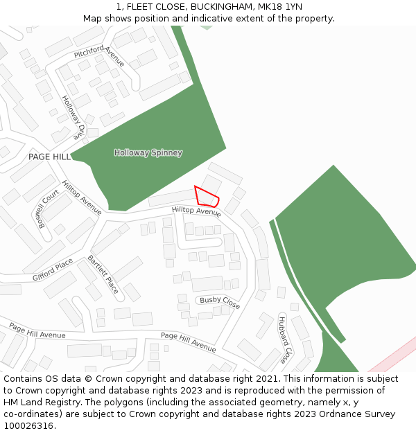 1, FLEET CLOSE, BUCKINGHAM, MK18 1YN: Location map and indicative extent of plot