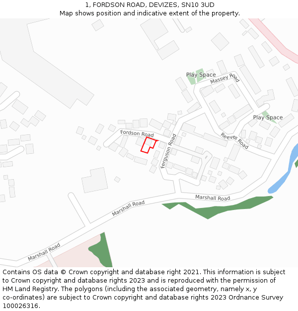 1, FORDSON ROAD, DEVIZES, SN10 3UD: Location map and indicative extent of plot