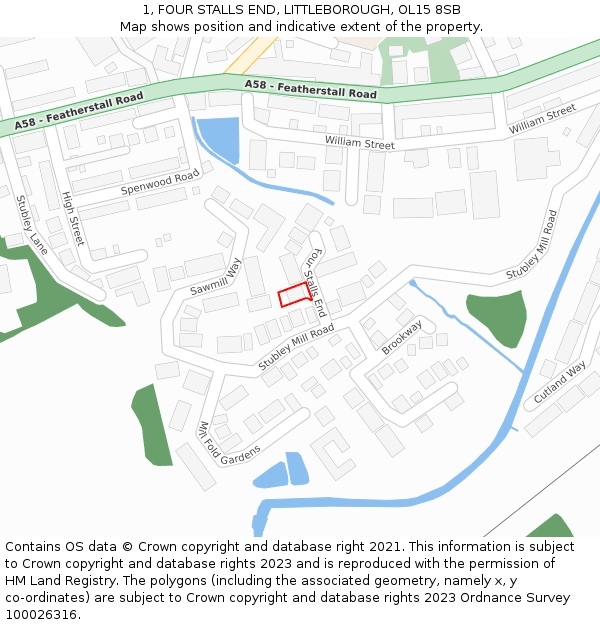 1, FOUR STALLS END, LITTLEBOROUGH, OL15 8SB: Location map and indicative extent of plot