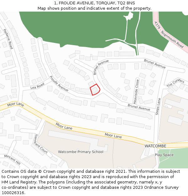 1, FROUDE AVENUE, TORQUAY, TQ2 8NS: Location map and indicative extent of plot