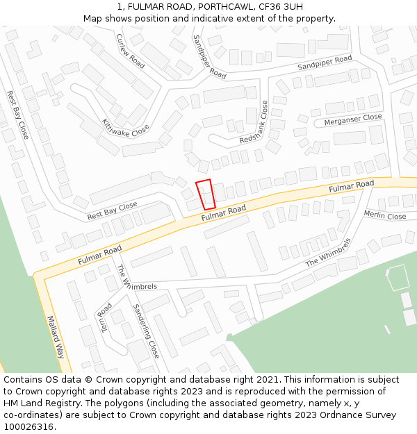 1, FULMAR ROAD, PORTHCAWL, CF36 3UH: Location map and indicative extent of plot