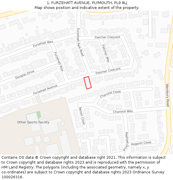 1, FURZEHATT AVENUE, PLYMOUTH, PL9 8LJ: Location map and indicative extent of plot