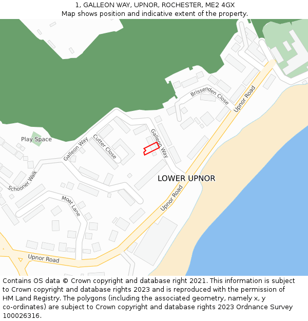 1, GALLEON WAY, UPNOR, ROCHESTER, ME2 4GX: Location map and indicative extent of plot