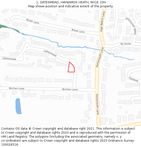 1, GATESMEAD, HAYWARDS HEATH, RH16 1SN: Location map and indicative extent of plot