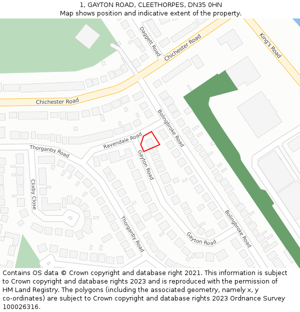 1, GAYTON ROAD, CLEETHORPES, DN35 0HN: Location map and indicative extent of plot