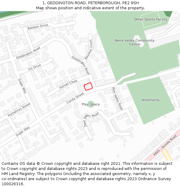1, GEDDINGTON ROAD, PETERBOROUGH, PE2 9SH: Location map and indicative extent of plot