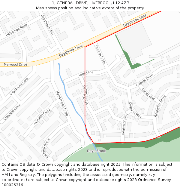 1, GENERAL DRIVE, LIVERPOOL, L12 4ZB: Location map and indicative extent of plot