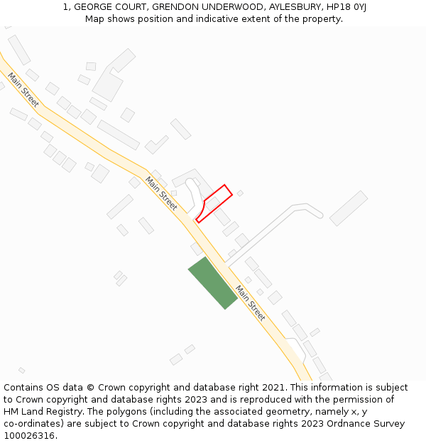 1, GEORGE COURT, GRENDON UNDERWOOD, AYLESBURY, HP18 0YJ: Location map and indicative extent of plot