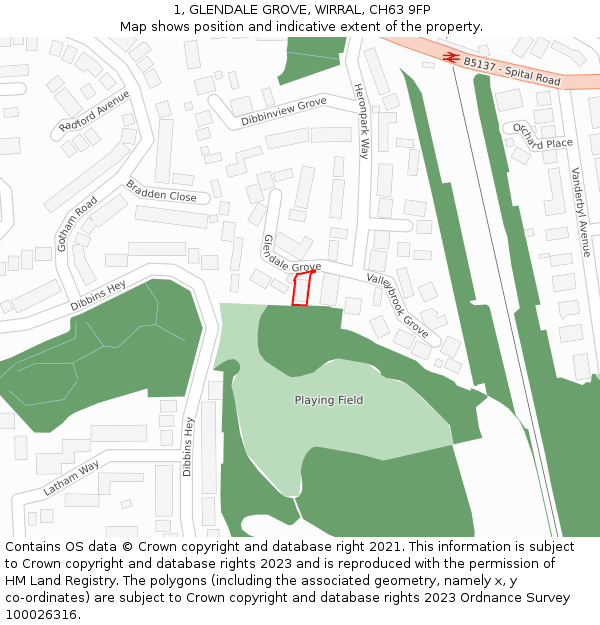 1, GLENDALE GROVE, WIRRAL, CH63 9FP: Location map and indicative extent of plot