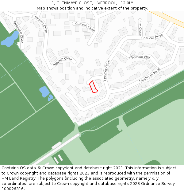 1, GLENMAYE CLOSE, LIVERPOOL, L12 0LY: Location map and indicative extent of plot