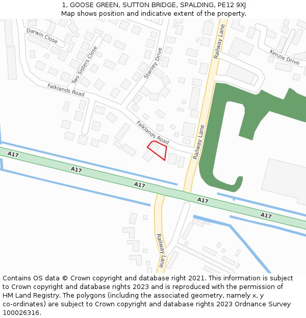 1, GOOSE GREEN, SUTTON BRIDGE, SPALDING, PE12 9XJ: Location map and indicative extent of plot