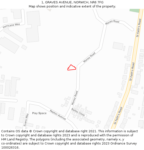1, GRAVES AVENUE, NORWICH, NR6 7FG: Location map and indicative extent of plot