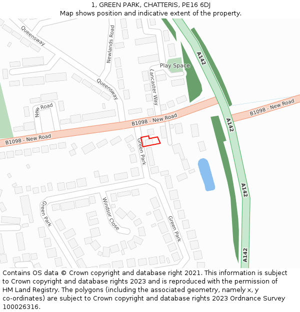 1, GREEN PARK, CHATTERIS, PE16 6DJ: Location map and indicative extent of plot