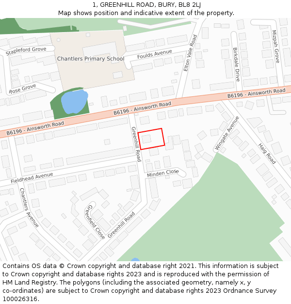 1, GREENHILL ROAD, BURY, BL8 2LJ: Location map and indicative extent of plot