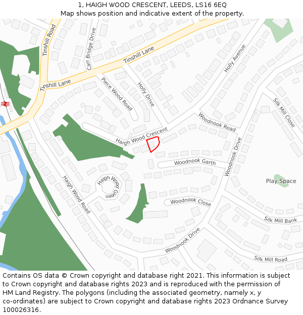 1, HAIGH WOOD CRESCENT, LEEDS, LS16 6EQ: Location map and indicative extent of plot