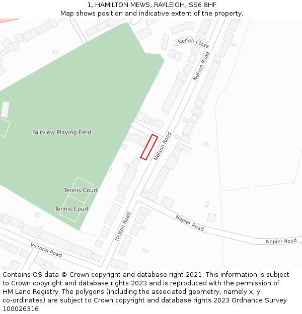 1, HAMILTON MEWS, RAYLEIGH, SS6 8HF: Location map and indicative extent of plot