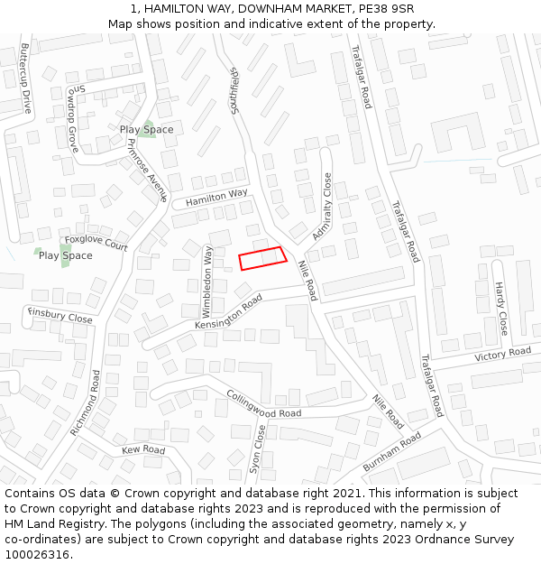 1, HAMILTON WAY, DOWNHAM MARKET, PE38 9SR: Location map and indicative extent of plot
