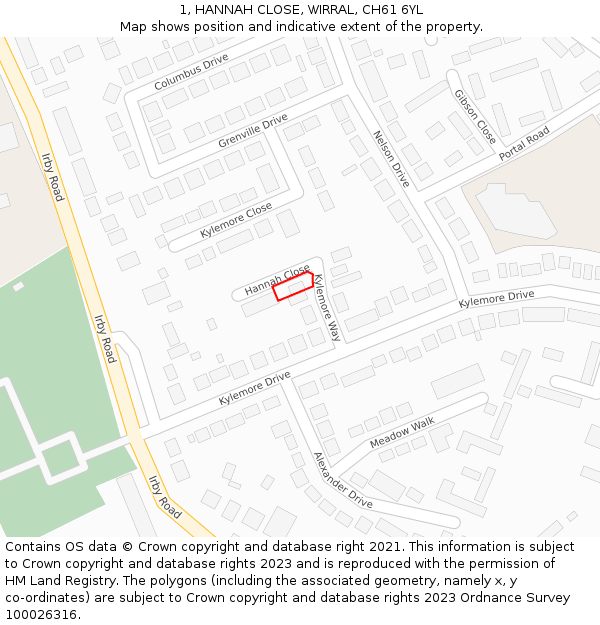 1, HANNAH CLOSE, WIRRAL, CH61 6YL: Location map and indicative extent of plot