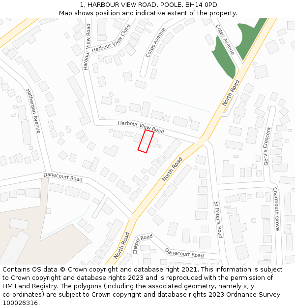 1, HARBOUR VIEW ROAD, POOLE, BH14 0PD: Location map and indicative extent of plot