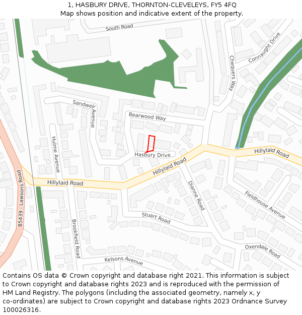 1, HASBURY DRIVE, THORNTON-CLEVELEYS, FY5 4FQ: Location map and indicative extent of plot