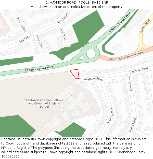 1, HAYMOOR ROAD, POOLE, BH15 3NP: Location map and indicative extent of plot