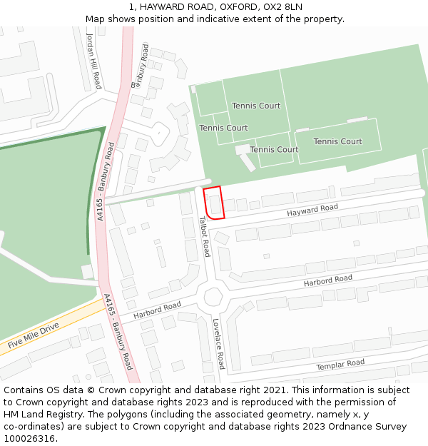 1, HAYWARD ROAD, OXFORD, OX2 8LN: Location map and indicative extent of plot